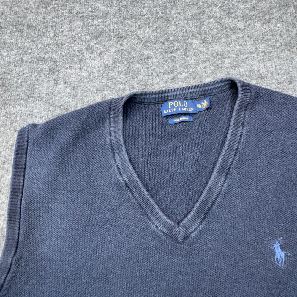Polo Ralph Lauren Sweater Vest Mens XXL Blue Pima Cotton V-Neck Pony Logo Preppy